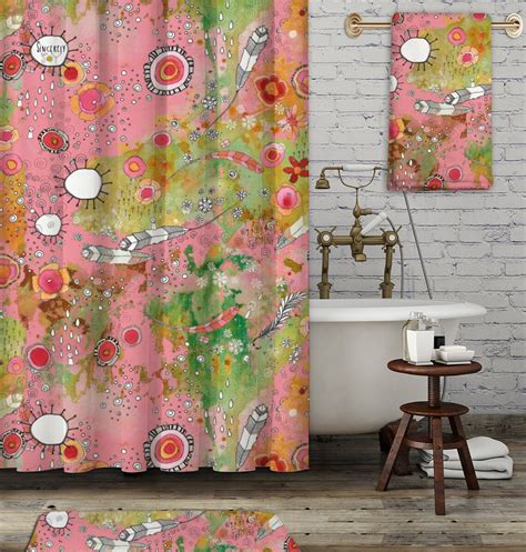 pink boho shower curtain